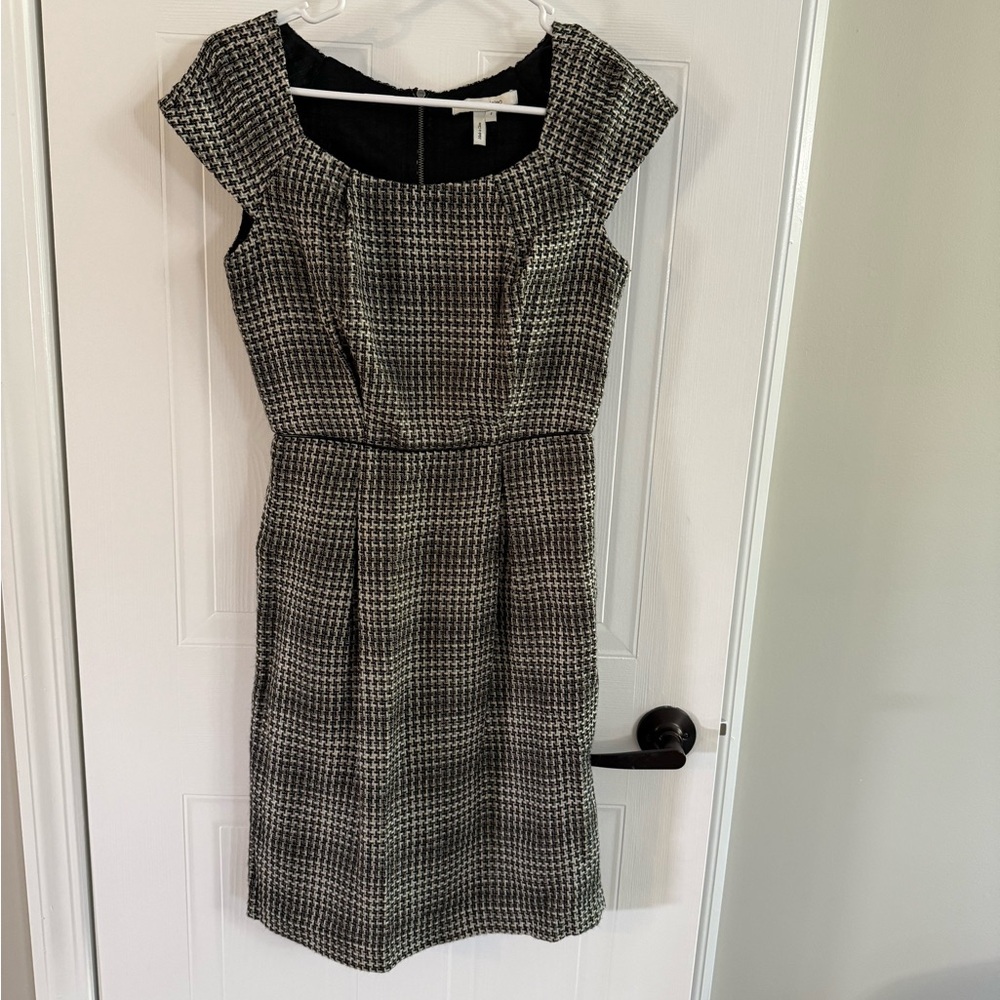 Max & Cleo Classic Black and White Houndstooth Dress w/pockets